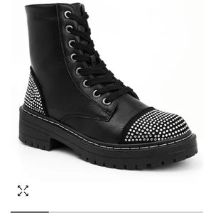 Women's Black Studded Combat Boots